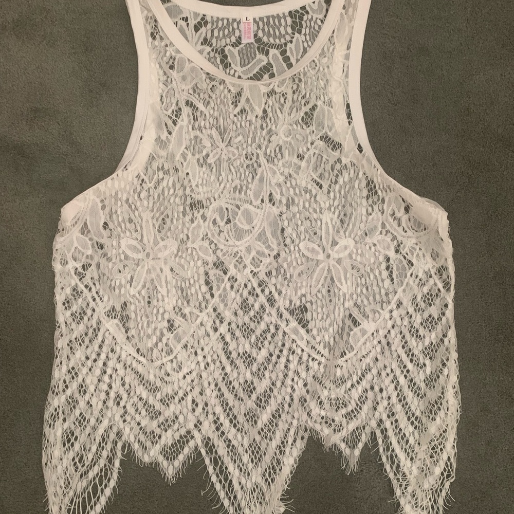 Cream Asymmetrical Crop Tank Top
